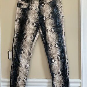 Zara Snakeskin Print Faux Leather Skinny Pants with Calf Zipper — EUR 38 / US 30